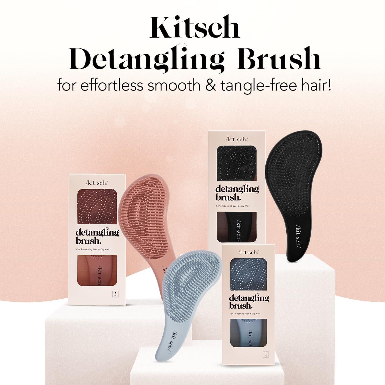 imageKitsch Detangler Brush  Gentle Curly Hair Brush with Flexible Bristles for All Hair Types  Wet or Dry  Detangling Hair Brushes for Women ampamp Men Adults ampamp Kids  BlackTerracotta