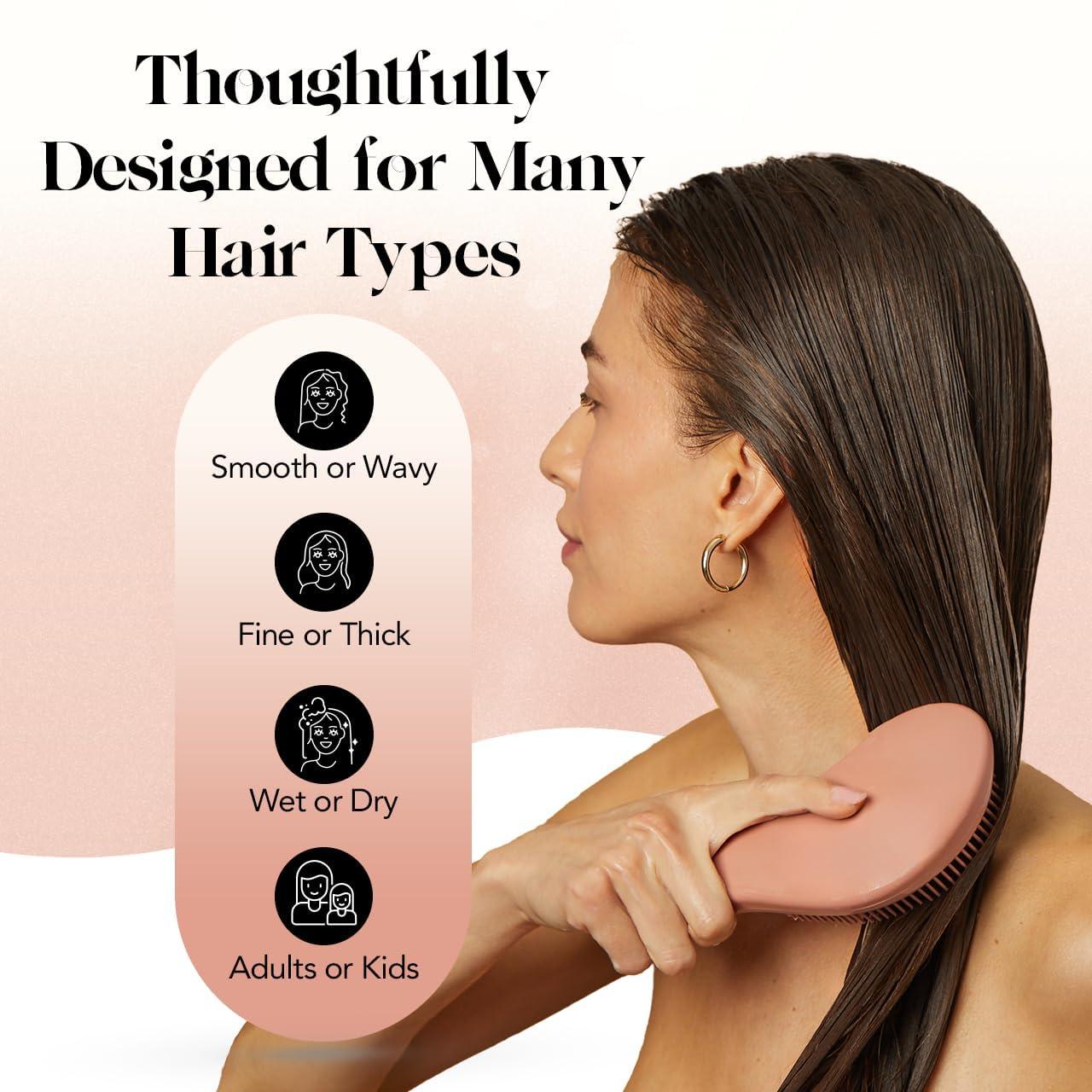 imageKitsch Detangler Brush  Gentle Curly Hair Brush with Flexible Bristles for All Hair Types  Wet or Dry  Detangling Hair Brushes for Women ampamp Men Adults ampamp Kids  BlackTerracotta