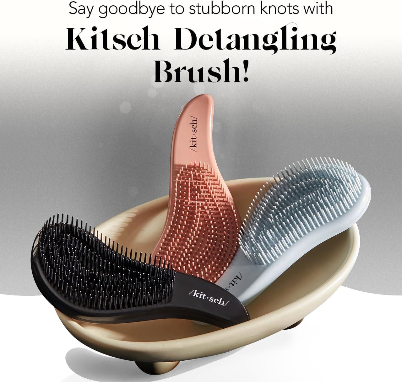 imageKitsch Detangler Brush  Gentle Curly Hair Brush with Flexible Bristles for All Hair Types  Wet or Dry  Detangling Hair Brushes for Women ampamp Men Adults ampamp Kids  BlackBlack