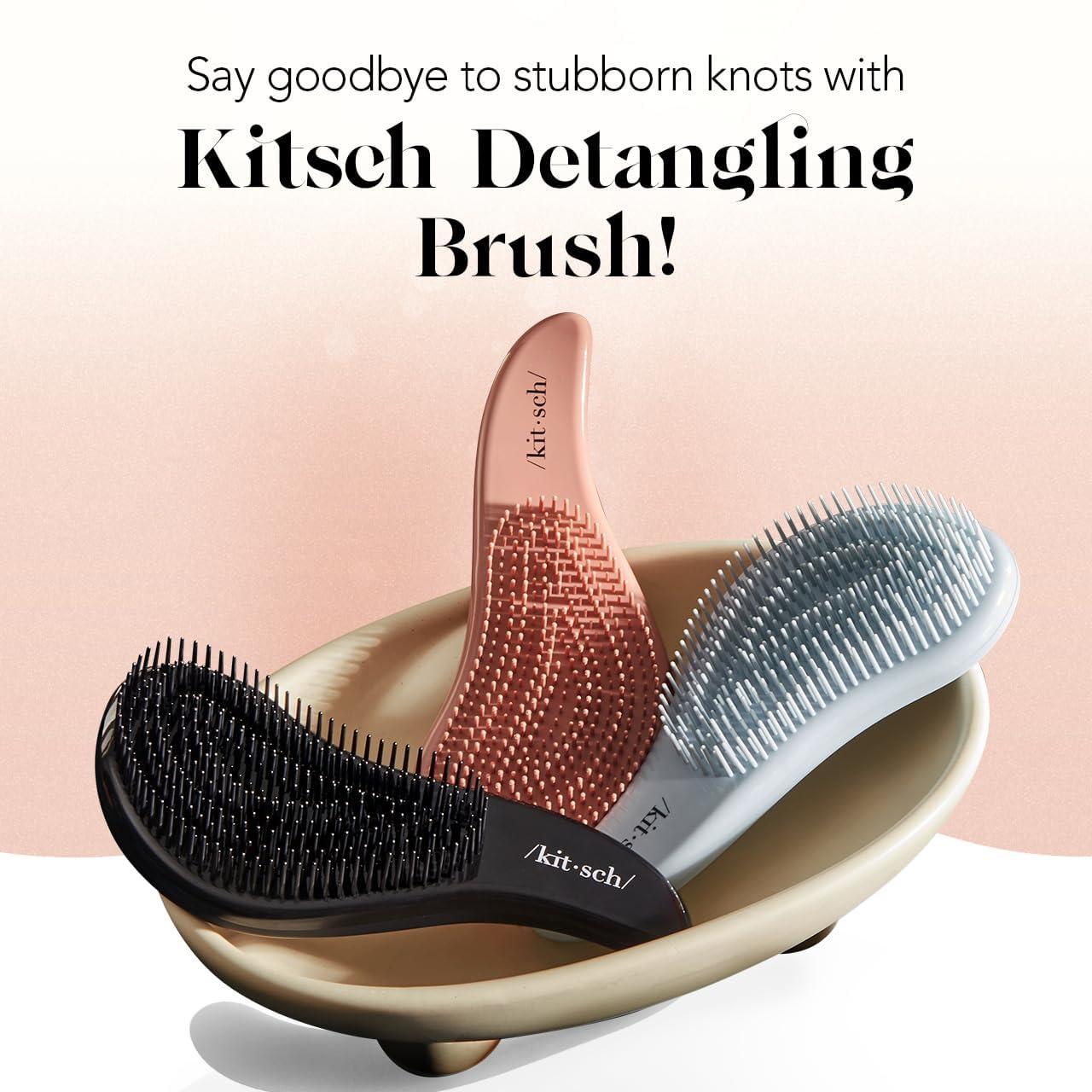 imageKitsch Detangler Brush  Gentle Curly Hair Brush with Flexible Bristles for All Hair Types  Wet or Dry  Detangling Hair Brushes for Women ampamp Men Adults ampamp Kids  BlackHaze Blue