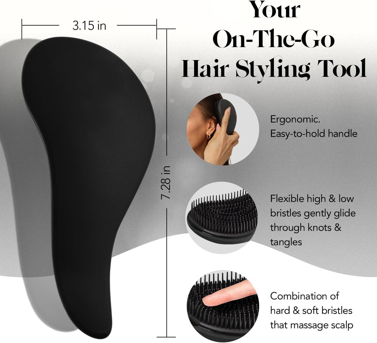 imageKitsch Detangler Brush  Gentle Curly Hair Brush with Flexible Bristles for All Hair Types  Wet or Dry  Detangling Hair Brushes for Women ampamp Men Adults ampamp Kids  BlackBlack