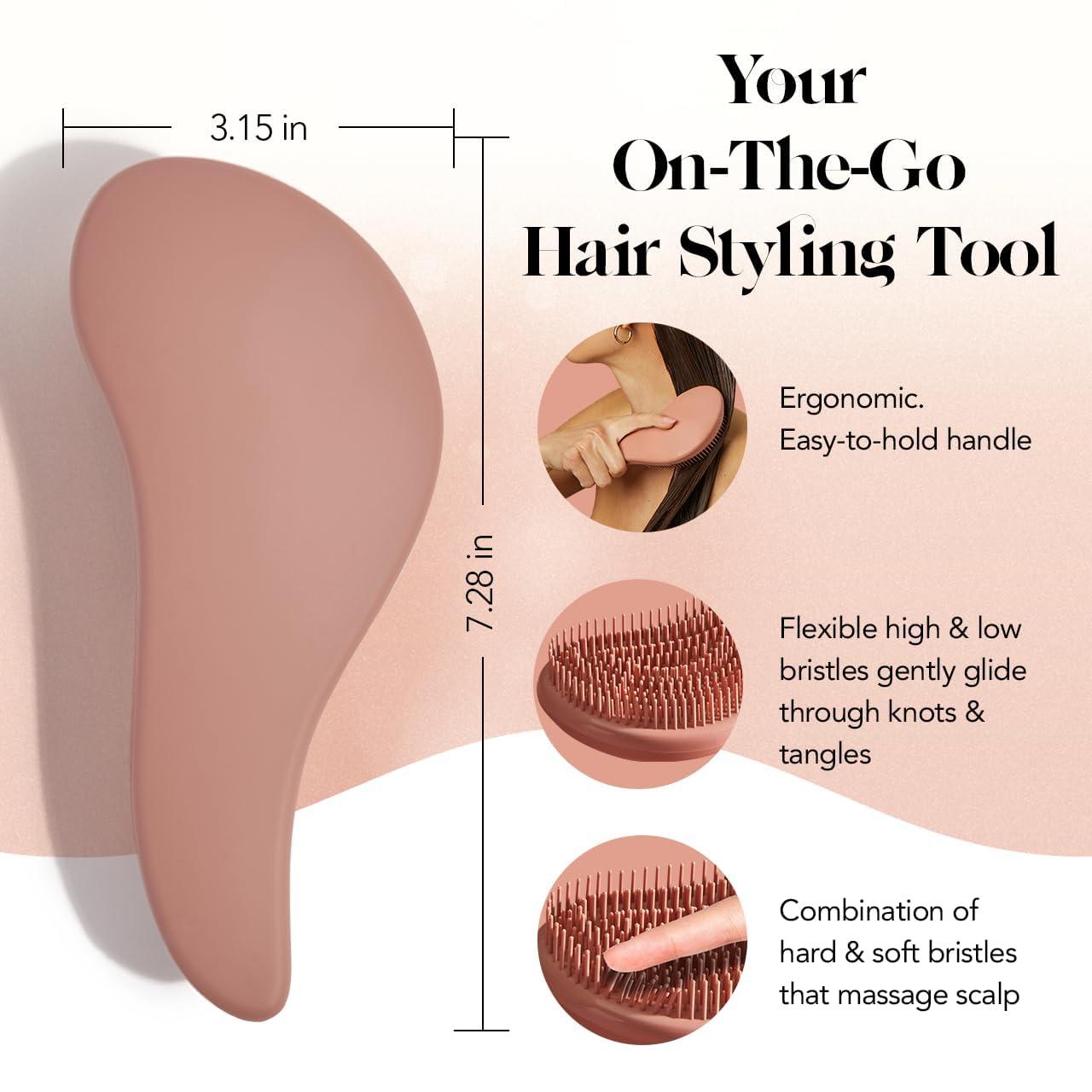 imageKitsch Detangler Brush  Gentle Curly Hair Brush with Flexible Bristles for All Hair Types  Wet or Dry  Detangling Hair Brushes for Women ampamp Men Adults ampamp Kids  BlackTerracotta