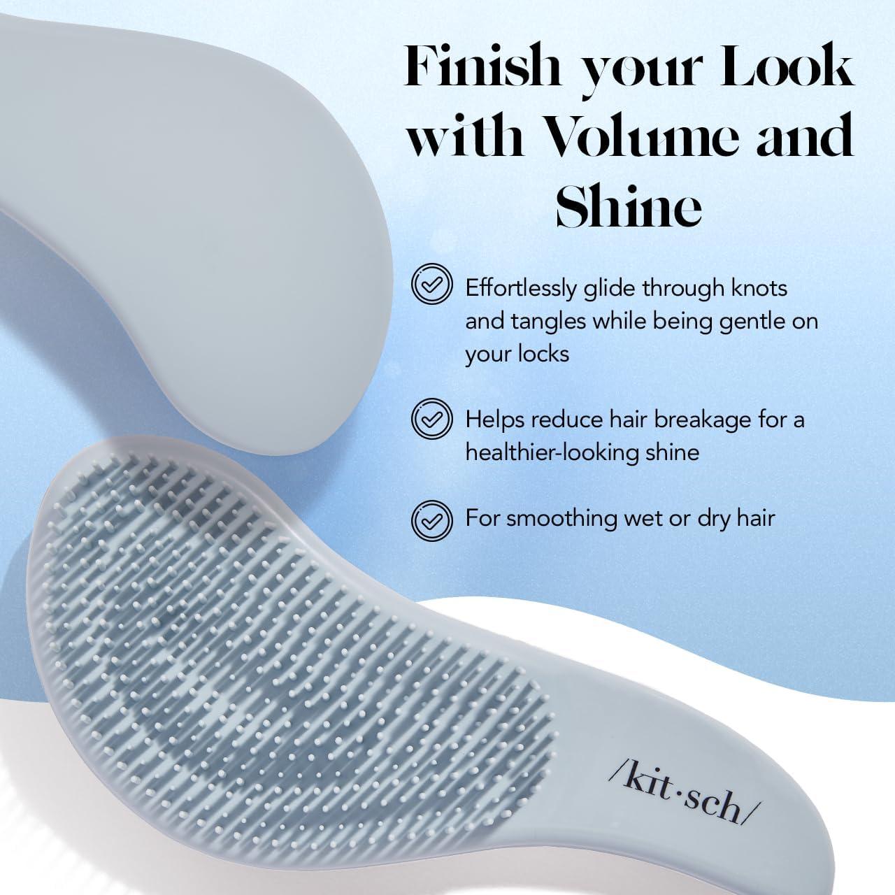 imageKitsch Detangler Brush  Gentle Curly Hair Brush with Flexible Bristles for All Hair Types  Wet or Dry  Detangling Hair Brushes for Women ampamp Men Adults ampamp Kids  BlackHaze Blue