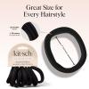 imageKitsch Hair Ties No Damage  Strong Stretchy Hair Bands  Soft Nylon Ponytail Holders SnagFree Rubber Bands Perfect for Updos ampamp Braids  Ideal Gifts for Women  Black 8pcsBlack Pack of 8