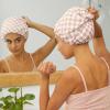 imageKitsch Luxury Shower Caps for Women Reusable Waterproof  Large Shower Cap for Women Nonslip Quickdry Hair Cap for Long and Short Hair Comfortable and Stylish Design  Blush DotTerracotta Checker