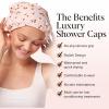 imageKitsch Luxury Shower Caps for Women Reusable Waterproof  Large Shower Cap for Women Nonslip Quickdry Hair Cap for Long and Short Hair Comfortable and Stylish Design  Blush DotCherry Print