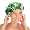 imageKitsch Luxury Shower Caps for Women Reusable Waterproof  Large Shower Cap for Women Nonslip Quickdry Hair Cap for Long and Short Hair Comfortable and Stylish Design  Blush DotPalm Leaves