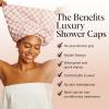 imageKitsch Luxury Shower Caps for Women Reusable Waterproof  Large Shower Cap for Women Nonslip Quickdry Hair Cap for Long and Short Hair Comfortable and Stylish Design  Blush DotTerracotta Checker
