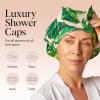 imageKitsch Luxury Shower Caps for Women Reusable Waterproof  Large Shower Cap for Women Nonslip Quickdry Hair Cap for Long and Short Hair Comfortable and Stylish Design  Blush DotPalm Leaves