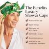 imageKitsch Luxury Shower Caps for Women Reusable Waterproof  Large Shower Cap for Women Nonslip Quickdry Hair Cap for Long and Short Hair Comfortable and Stylish Design  Blush DotPalm Leaves
