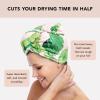 imageKitsch Microfiber Hair Towel Wrap for Women  Super Absorbent Hair Drying Towel  Quick Dry AntiFrizz  for Long ampamp Short Wet ampamp Curly Hair  BlackPalm Leaves
