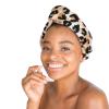 imageKitsch Microfiber Hair Towel Wrap for Women  Super Absorbent Hair Drying Towel  Quick Dry AntiFrizz  for Long ampamp Short Wet ampamp Curly Hair  BlackLeopard