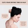 imageKitsch Microfiber Hair Towel Wrap for Women  Super Absorbent Hair Drying Towel  Quick Dry AntiFrizz  for Long ampamp Short Wet ampamp Curly Hair  BlackBlack