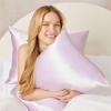 imageKitsch Satin Pillowcase with Zipper for Hair ampamp Skin Softer Than Silk Pillow Cases Queen WrinkleFree Smooth and Cooling Satin Pillow Covers Standard Size 19quotx26quot  AuraLavender