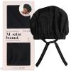 imageKitsch XL Satin Bonnet for Sleeping  Softer Than Silk Hair Bonnet for Women  Secure Fit Adjustable Night Cap for Curly ampamp Textured Hair  Prevents Breakage Tangles ampamp Thinning  AuraBlack