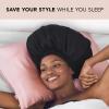 imageKitsch XL Satin Bonnet for Sleeping  Softer Than Silk Hair Bonnet for Women  Secure Fit Adjustable Night Cap for Curly ampamp Textured Hair  Prevents Breakage Tangles ampamp Thinning  AuraBlack