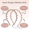 imageKitsch Zig Zag Headbands for Women Non Slip  Fashion Accessories for Slicked Back Styles  Comfortable Comb Headband with Teeth  Ideal Gifts for Women  Tortoise ampamp Black Headband  2 pcsNeutral