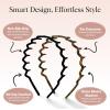 imageKitsch Zig Zag Headbands for Women Non Slip  Fashion Accessories for Slicked Back Styles  Comfortable Comb Headband with Teeth  Ideal Gifts for Women  Tortoise ampamp Black Headband  2 pcsBlack  Tort