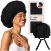 imageKitsch XL Satin Bonnet for Sleeping  Softer Than Silk Hair Bonnet for Women  Secure Fit Adjustable Night Cap for Curly ampamp Textured Hair  Prevents Breakage Tangles ampamp Thinning  AuraBlack