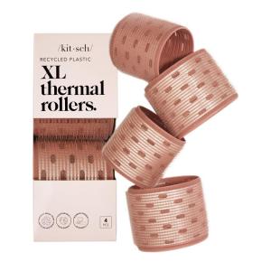 imageKitsch Ceramic Thermal Hair Rollers for Women  Self Grip Hair Curlers for Heatless Curls Overnight  Volumizing Large Rollers for Short ampamp Long Hair  For Long Lasting FrizzFree Curls  Black 8pcsTerracotta