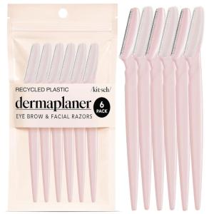 imageKitsch Dermaplane Razor for Women Face  Face Razors for Women ampamp Men Eyebrow Trimmer ampamp Face Shaver  Exfoliating Facial Razor ampamp Skin Care Tool for Smoother Skin  Black 6 pcsBlush