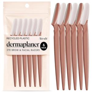 imageKitsch Dermaplane Razor for Women Face  Face Razors for Women ampamp Men Eyebrow Trimmer ampamp Face Shaver  Exfoliating Facial Razor ampamp Skin Care Tool for Smoother Skin  Black 6 pcsTerracotta
