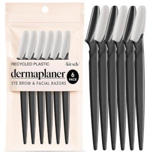 imageKitsch Dermaplane Razor for Women Face  Face Razors for Women ampamp Men Eyebrow Trimmer ampamp Face Shaver  Exfoliating Facial Razor ampamp Skin Care Tool for Smoother Skin  Black 6 pcsBlack