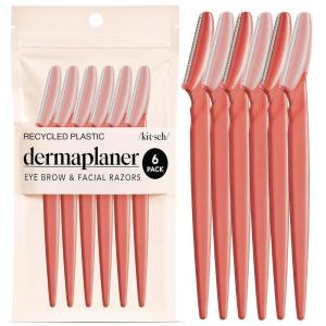 imageKitsch Dermaplane Razor for Women Face  Face Razors for Women ampamp Men Eyebrow Trimmer ampamp Face Shaver  Exfoliating Facial Razor ampamp Skin Care Tool for Smoother Skin  Black 6 pcsCoral