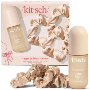imageKitsch Hair Perfume for Women  Amber Shores  Clean Deodorizing ampamp Patented OdorEliminating Technology Hair Spray ampamp Body Mist  Freshen Hair Body ampamp Pillows  Woody Aquatic Scent  50mLWarm Sugar with Satin Scrunchies