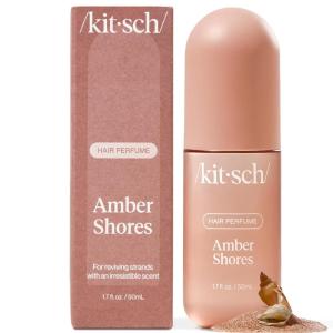imageKitsch Hair Perfume for Women  Amber Shores  Clean Deodorizing ampamp Patented OdorEliminating Technology Hair Spray ampamp Body Mist  Freshen Hair Body ampamp Pillows  Woody Aquatic Scent  50mLAmber Shores