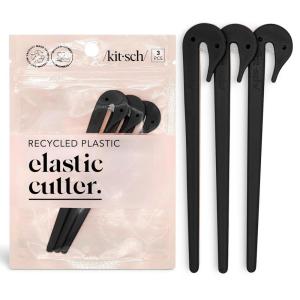 imageKitsch Hair Tie Cutter  Easy To Use Pain Free Rubber Band Cutter for Hair Kids Baby ampamp Toddler Girls  Ideal Gifts for Women  Black 3pc SetBlack