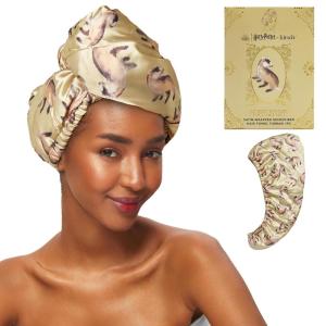 imageKitsch Microfiber Hair Towel Wrap for Women  Super Absorbent Hair Drying Towel  Quick Dry AntiFrizz  for Long ampamp Short Wet ampamp Curly Hair  BlackHufflepuff