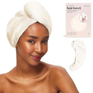 imageKitsch Microfiber Hair Towel Wrap for Women  Super Absorbent Hair Drying Towel  Quick Dry AntiFrizz  for Long ampamp Short Wet ampamp Curly Hair  BlackWhite Ivory