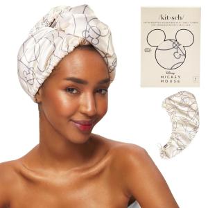 imageKitsch Microfiber Hair Towel Wrap for Women  Super Absorbent Hair Drying Towel  Quick Dry AntiFrizz  for Long ampamp Short Wet ampamp Curly Hair  BlackMickey Maze