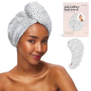 imageKitsch Microfiber Hair Towel Wrap for Women  Super Absorbent Hair Drying Towel  Quick Dry AntiFrizz  for Long ampamp Short Wet ampamp Curly Hair  BlackWhite black