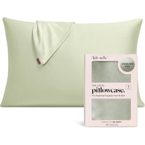 imageKitsch Satin Pillowcase with Zipper for Hair ampamp Skin Softer Than Silk Pillow Cases Queen WrinkleFree Smooth and Cooling Satin Pillow Covers Standard Size 19quotx26quot  AuraSage