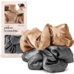 imageKitsch Satin Scrunchies for Women  No Crease Hair Ties for Girls  Scrunchies For All Hair Types and Textures Perfect for Day or Night  Ideal Gifts for Women  Assorted Cherry Blossom 5pcsGold