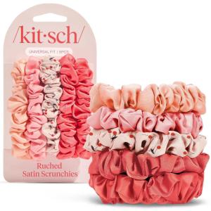 imageKitsch Satin Scrunchies for Women  No Crease Hair Ties for Girls  Scrunchies For All Hair Types and Textures Perfect for Day or Night  Ideal Gifts for Women  Assorted Cherry Blossom 5pcsAssorted Cherry Blossom