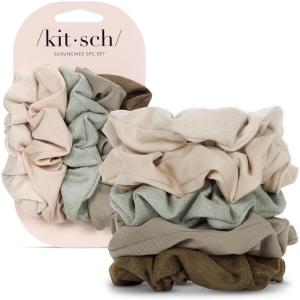 imageKitsch Satin Scrunchies for Women  No Crease Hair Ties for Girls  Scrunchies For All Hair Types and Textures Perfect for Day or Night  Ideal Gifts for Women  Assorted Cherry Blossom 5pcsMoss Green