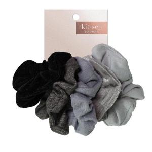 imageKitsch Satin Scrunchies for Women  No Crease Hair Ties for Girls  Scrunchies For All Hair Types and Textures Perfect for Day or Night  Ideal Gifts for Women  Assorted Cherry Blossom 5pcsVelvet BlackGray