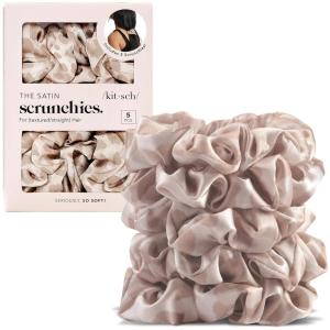 imageKitsch Satin Scrunchies for Women  No Crease Hair Ties for Girls  Scrunchies For All Hair Types and Textures Perfect for Day or Night  Ideal Gifts for Women  Assorted Cherry Blossom 5pcsLeopard