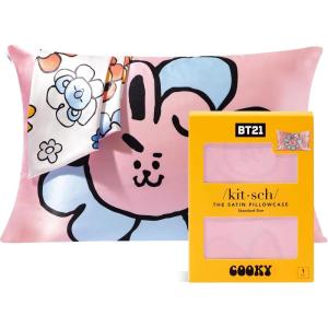 imageKitsch x Bridgerton Satin Pillowcase with Zipper for Hair Skin Softer Than Silk Pillow Cases WrinkleFree Cooling Satin Pillow Covers Bridgerton  Toile De Blue Standard Size 19quotx26quotBt21  Cooky
