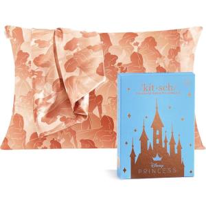 imageKitsch x Bridgerton Satin Pillowcase with Zipper for Hair Skin Softer Than Silk Pillow Cases WrinkleFree Cooling Satin Pillow Covers Bridgerton  Toile De Blue Standard Size 19quotx26quotDisney  Princess