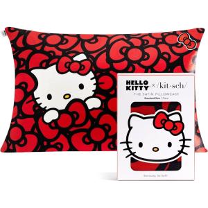 imageKitsch x Bridgerton Satin Pillowcase with Zipper for Hair Skin Softer Than Silk Pillow Cases WrinkleFree Cooling Satin Pillow Covers Bridgerton  Toile De Blue Standard Size 19quotx26quotHello Kitty  Sea of Bows
