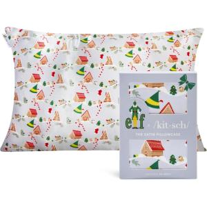 imageKitsch x Bridgerton Satin Pillowcase with Zipper for Hair Skin Softer Than Silk Pillow Cases WrinkleFree Cooling Satin Pillow Covers Bridgerton  Toile De Blue Standard Size 19quotx26quotElf  Periwinkle Christmas
