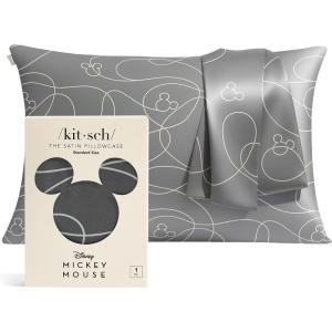 imageKitsch x Bridgerton Satin Pillowcase with Zipper for Hair Skin Softer Than Silk Pillow Cases WrinkleFree Cooling Satin Pillow Covers Bridgerton  Toile De Blue Standard Size 19quotx26quotDisney  Mickey Maze