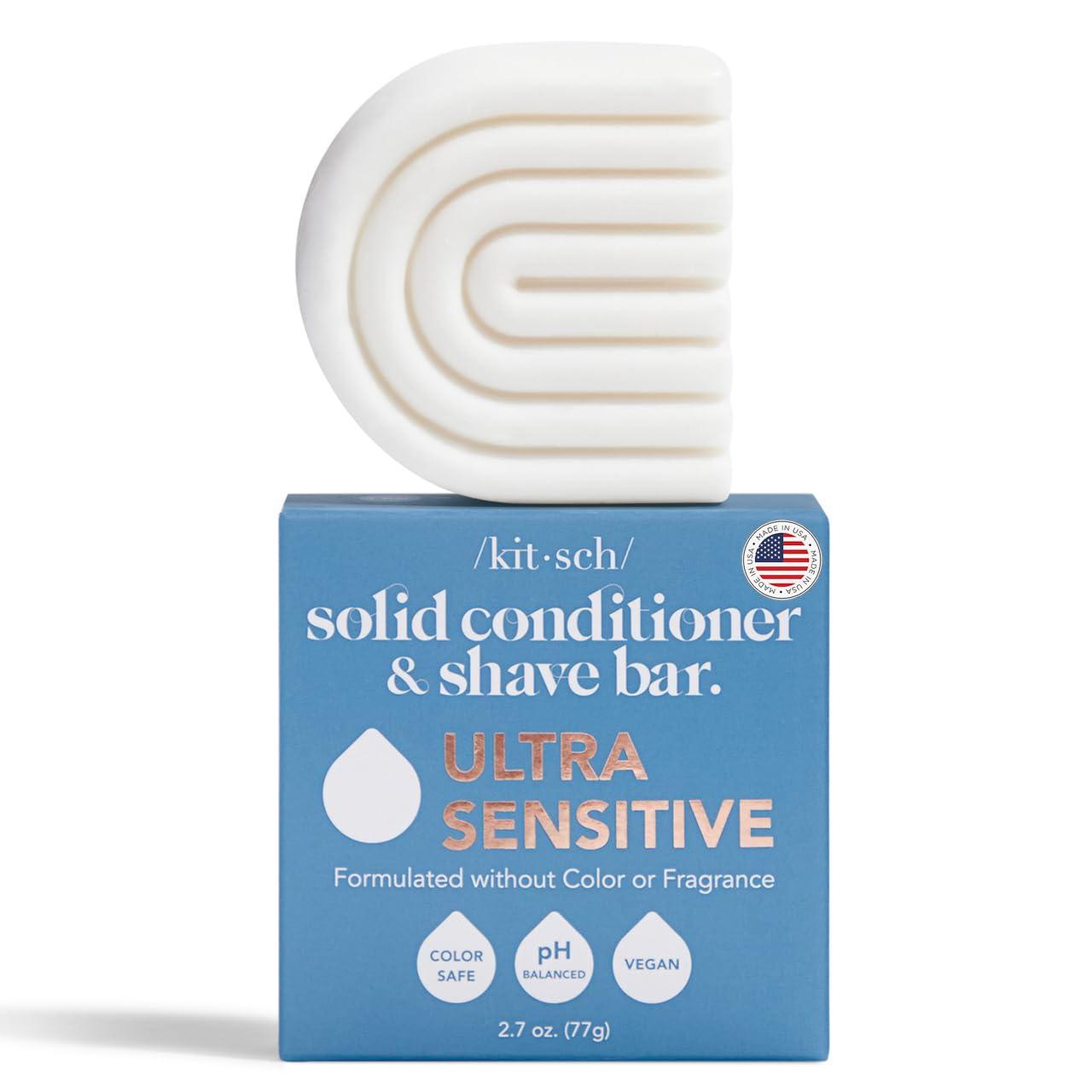 imageKitsch 2in1 Ultra Sensitive Conditioner Bar ampamp Shaving Soap for Sensitive Scalp ampamp Skin  Moisturizing ampamp AntiIrritation Bar Soap  Scent Free 5 Ingredients Only  Made in USA  27oz