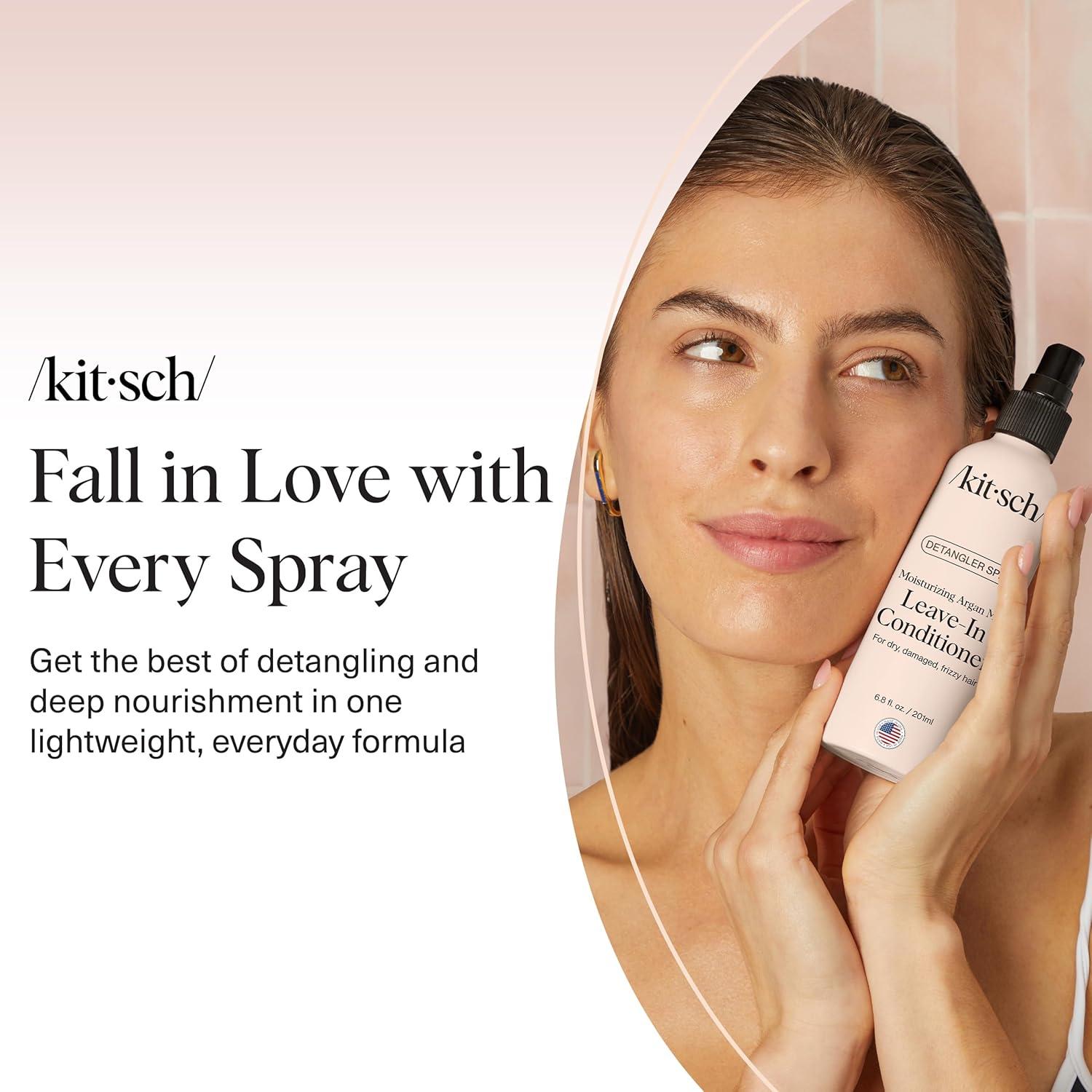 imageKitsch Argan Milk Leave In Conditioner for Curly Hair Detangler Spray for Wavy Fine Dry ampamp Damaged Hair SulfateFree Frizz Control for Women Men ampamp Kids Lightweight Moisturizer  68oz
