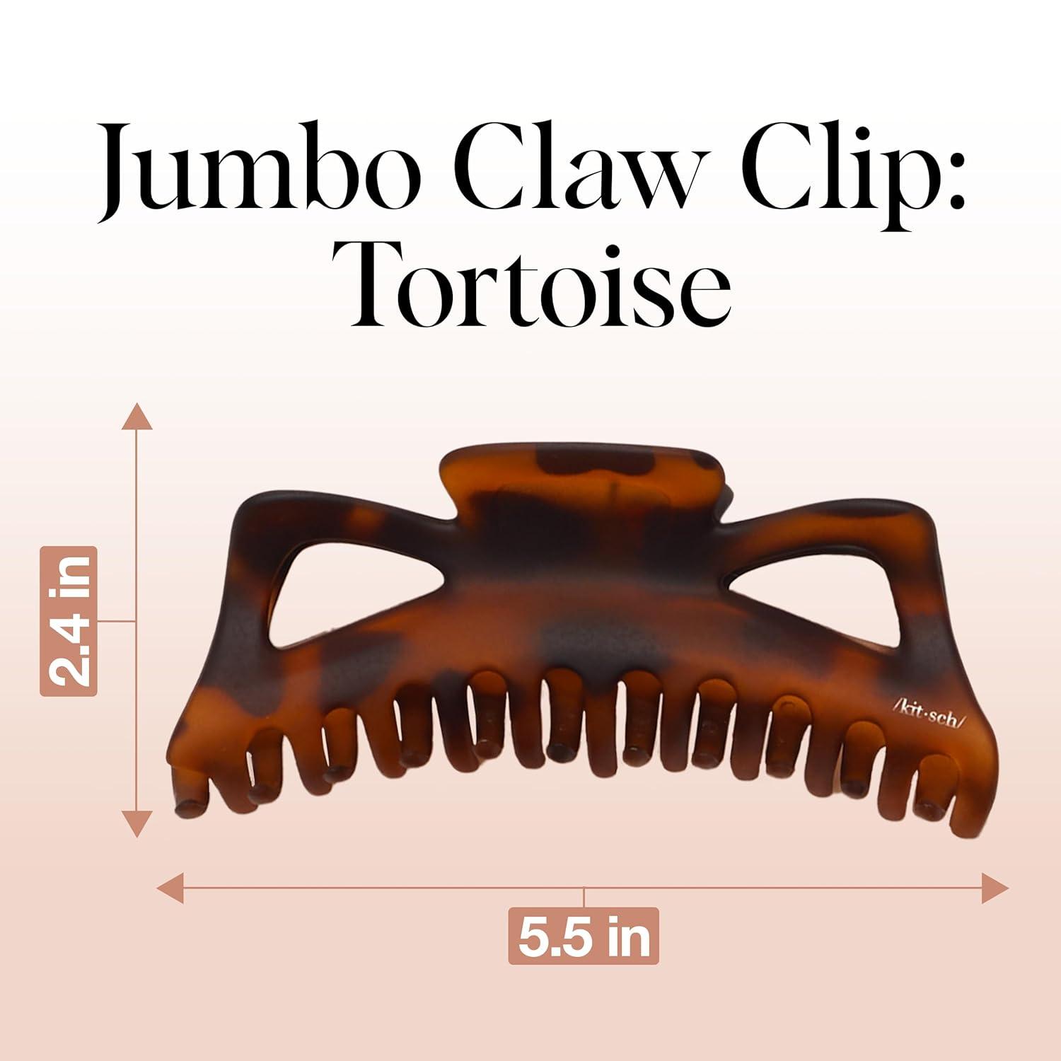imageKitsch Assorted Hair Claw Clips Recycled Plastic Clips Large Medium and Small Sizes for Styling Thick or Thin Hair Versatile and Sustainable Hair Claws Set of 3 Black and TortoiseBlack  Tortoise Jumbo