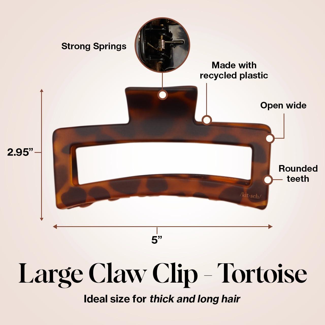 imageKitsch Assorted Hair Claw Clips Recycled Plastic Clips Large Medium and Small Sizes for Styling Thick or Thin Hair Versatile and Sustainable Hair Claws Set of 3 Black and TortoiseBlack  Tortoise Rectangle